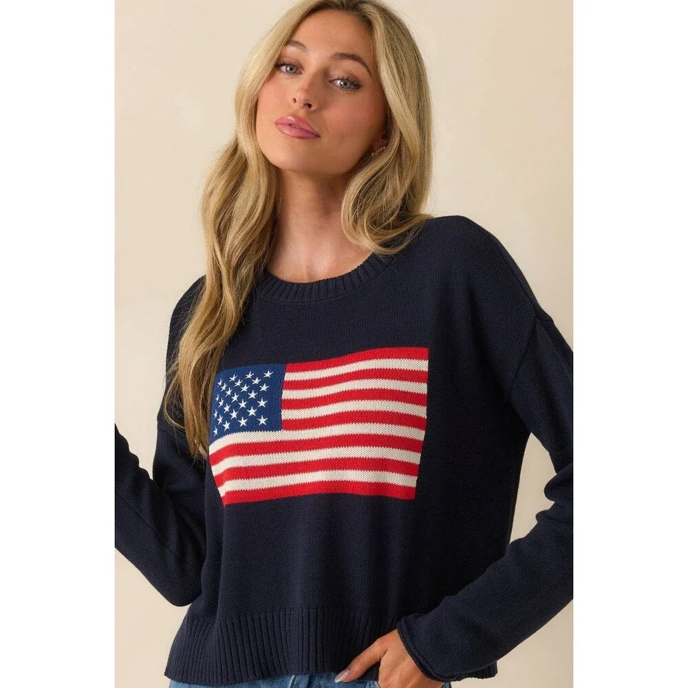 Z Supply Navy Cotton Sienna Patriot Sweater – Size XS – NWT – $64 - Picture 5 of 9